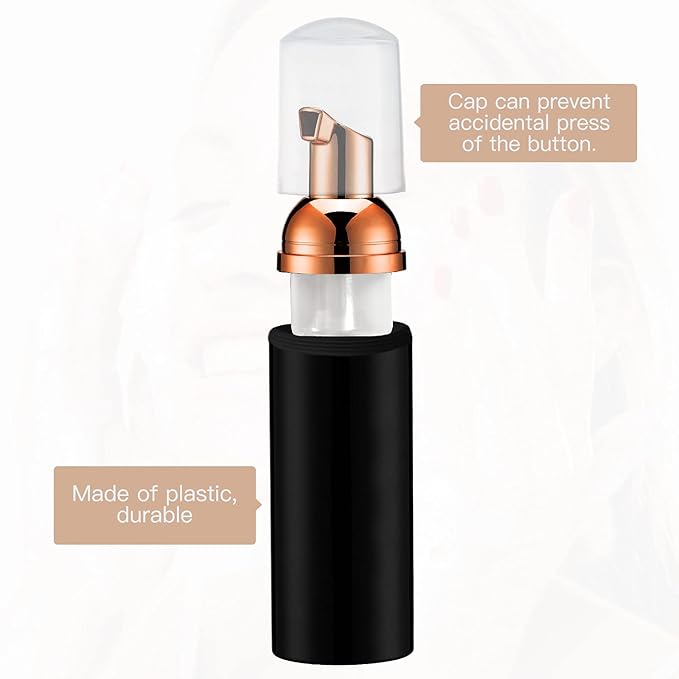 2oz Foam Pump Bottle (30PCS) Empty Travel Foaming Dispenser for Hand Soap, Lash Cleanser, Shampoo (60ml, Rose Gold &Black