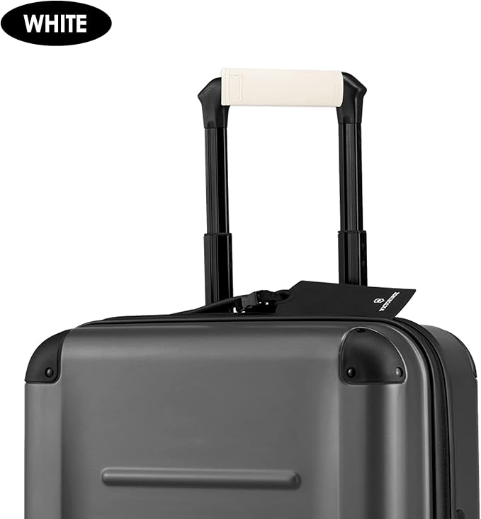 KINIVA 2 Pack Set White Vegan Leather Luggage Handle Wraps, Luggage Identifiers, Travel Accessories