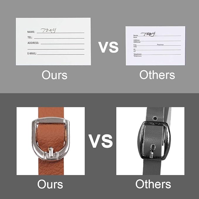 Vigorport Luggage Tag，Leather Identifiers Travel Tags for Suitcase,Bag Tags with Name Card Holder-Set of 4
