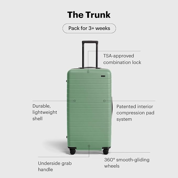 Away Large Trunk Luggage, 31 Inch Hardside Suitcase with Spinner Wheels, Lightweight & Durable, TSA Lock, Ideal for Long Trips, Sea Green