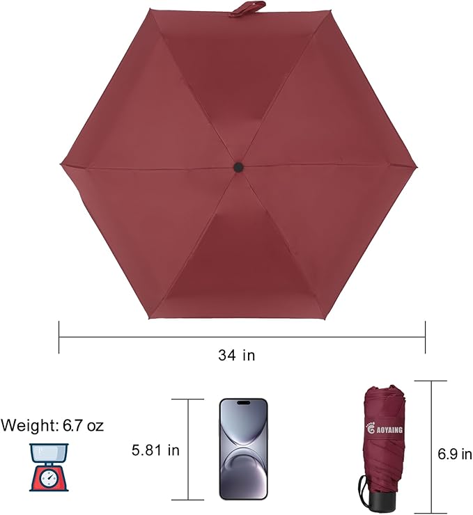 GAOYAING Compact Travel Umbrella with Case Sun&Rain Lightweight Small and Compact Suit for Pocket