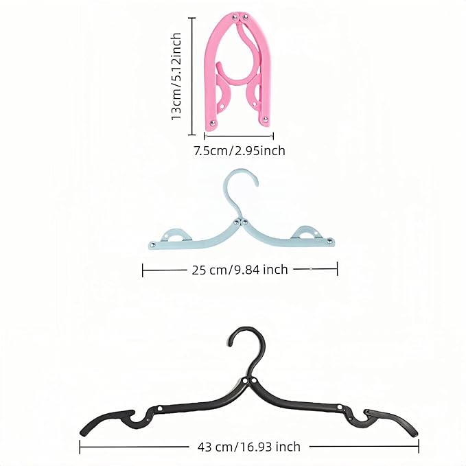 6 Pack Foldable Clothes Hangers for Travel - Portable, No Slip & Windproof Design, PP Plastic Collapsible Hangers with Anti-Slip Grooves, Space Saving for Shirts, Jeans, Socks (Multi-Color)