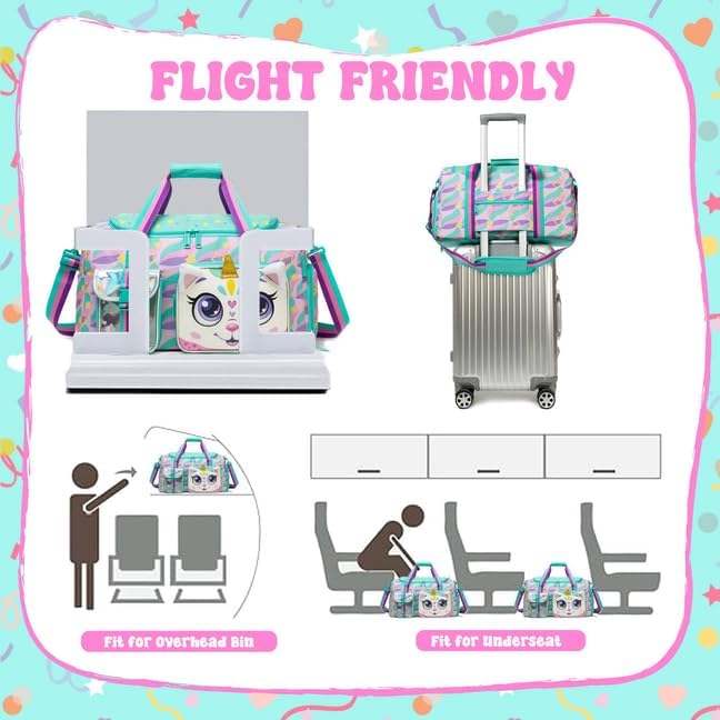 Kids Duffle Bag Girls Travel Bag for Kids Overnight Bag for Girls Dance Bag for Girls Weekender Bag Gym Bag with Shoe Compartment