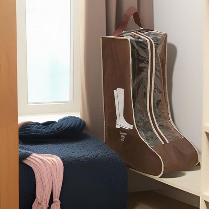 Portable 2 Pack Boots Storage, Tall Boots Storage/Protector Bag,Brown Portable waterproof storage bags are used for travel storage, under the bed, wardrobe, shoe cabinet and other home storage