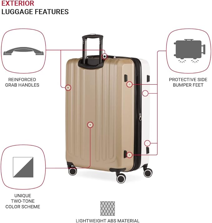 SwissGear Duet Expandable Luggage, Hard Shell Large Luggage with Spinner Wheels