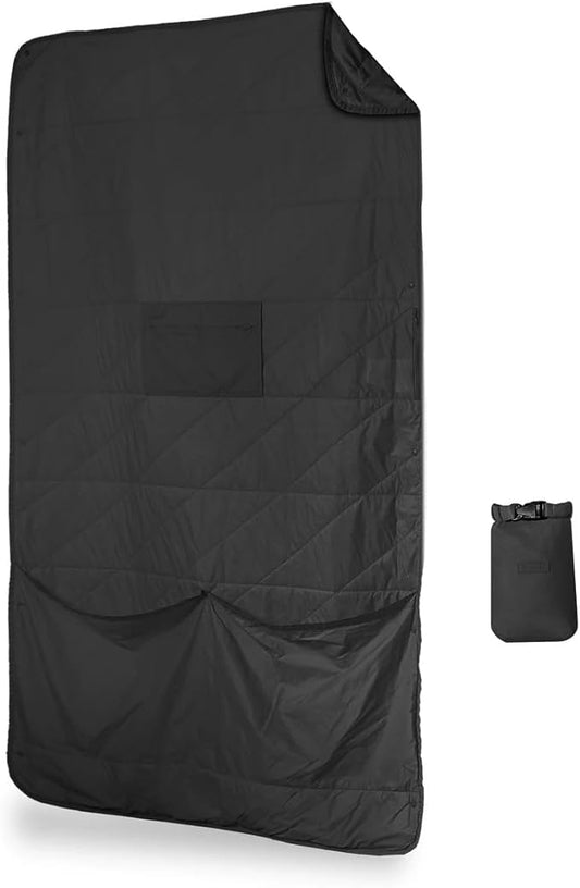 Gravel Layover Travel Blanket – Ultra-Light Compact Blanket for Camping and Outdoor Adventures - Down Alternative Portable Travel Blanket for Layovers & Road Trips (Black)