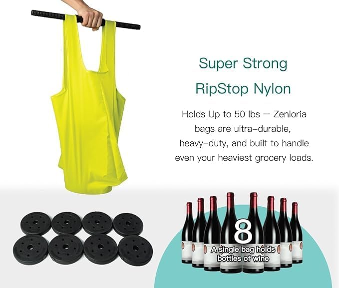 Foldable Reusable Grocery Bags – Heavy Duty 6 Pack with Handles | XL Tote for Women & Men, Market, Travel, Storage