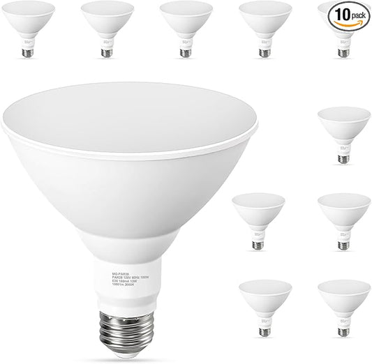 GvvooHome 10 Pack PAR38 Outdoor Flood Light Bulbs, LED Flood Light Bulb Warm White 2700K, 100W Equivalent, 1050LM, Dimmable E26 Base for Porch Garage Yard
