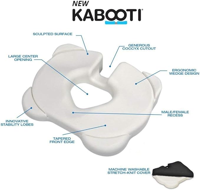 Contour Kabooti Donut Seat Cushion, 3-in-1 Design with Center Cutout for Tailbone Pain, Sciatica and Hemorrhoids