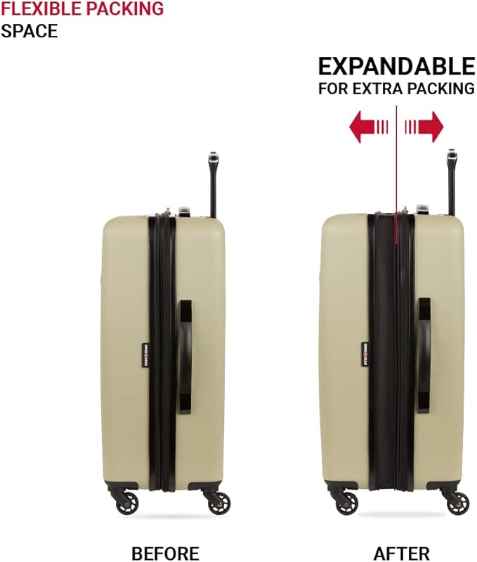 SwissGear 8018 Expandable Luggage, Hard Shell Medium Luggage with Spinner Wheels