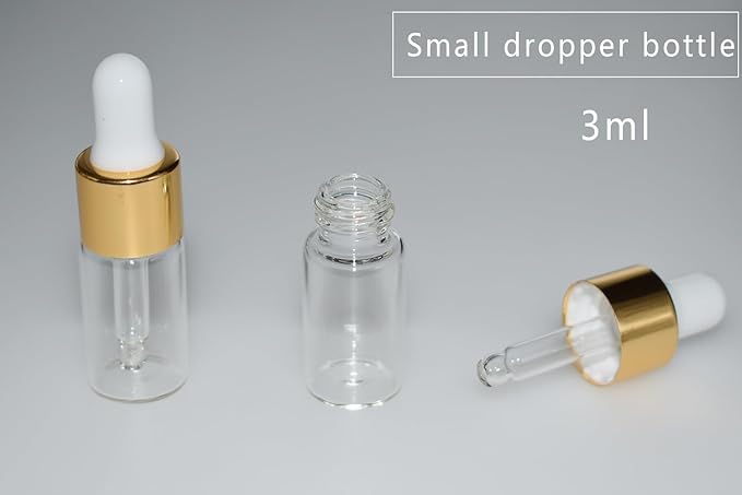 Small Dropper Bottle, 10pcs 3ml Mini Sample Dropper Bottles Mini Makeup Containers for Travel Liquids Tiny Glass
