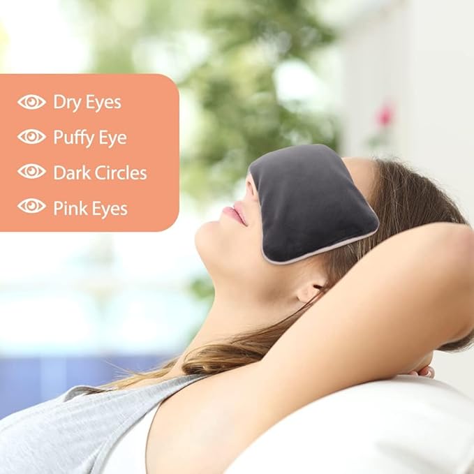 Unscented Weighted Eye Pillow for Yoga, Microwavable Moist Heat Eye Compress Mask with Washable Cover for Relaxation, Sleeping, Meditation, Yoga, Spa, Migraine Relief