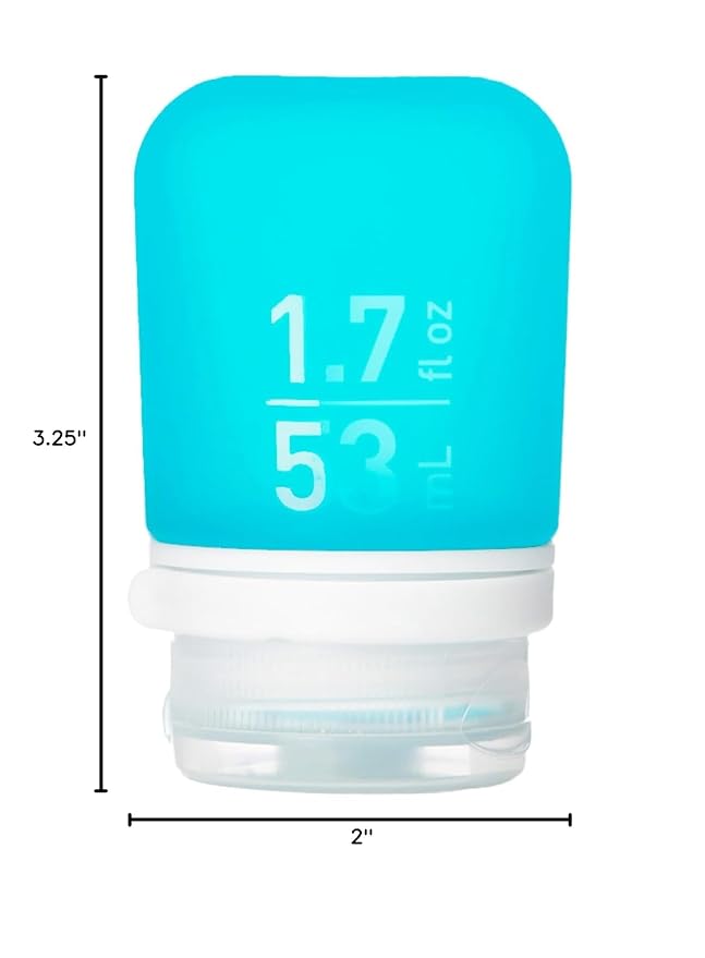 humangear GoToob+ (Small) | Refillable Silicone Travel Bottle | Locking Lid | Food-Safe Material | Aqua, Small (1.7 fl.oz; 53ml)