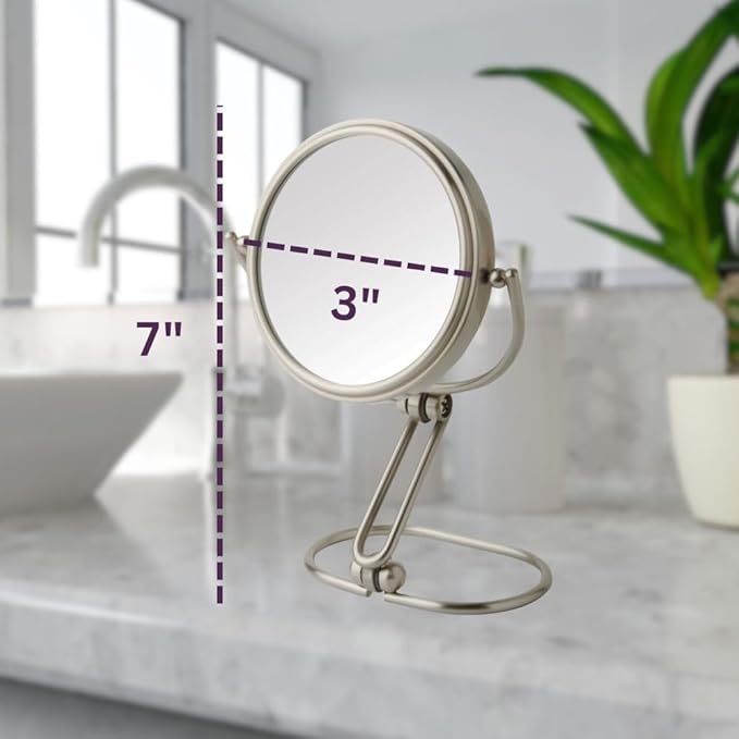 JERDON Compact Magnifying Mirror - Folding 3" Travel Mirror with 15X & 1X Magnification - Model MC315N
