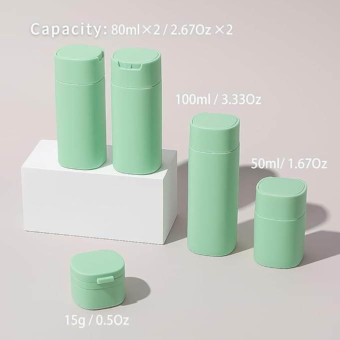5pcs Travel Cream Dispenser Bottles Set Travel Bottles Toiletry Containers Set, TSA Approved, Travel Essentials