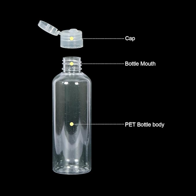 2 Pack Clear Travel Size Toiletry Bottles, 3.4oz TSA Approved Containers, Leak Proof Squeezable Plastic