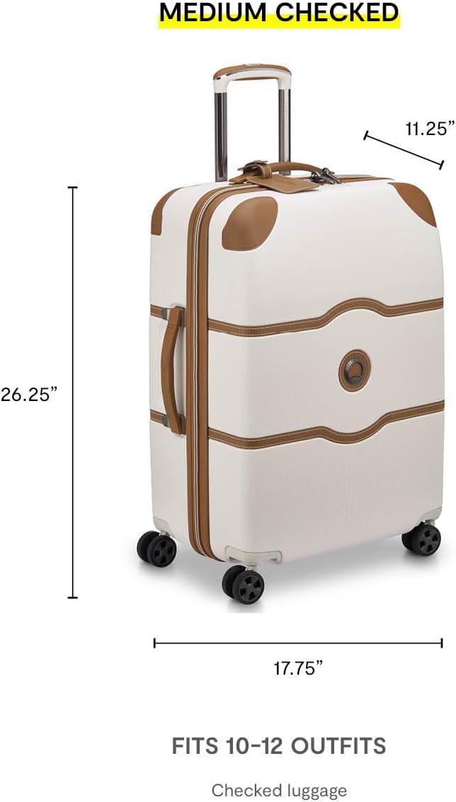 DELSEY PARIS Chatelet Air 2.0 Hardside Luggage with Spinner Wheels, Angora, Checked-Medium 24 Inch