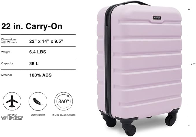 Wrangler 22" Hardside Spinner Carry-On Luggage, Lilac