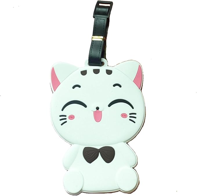 Tapp C. Travel Luggage Name Tag - White Cute Cat