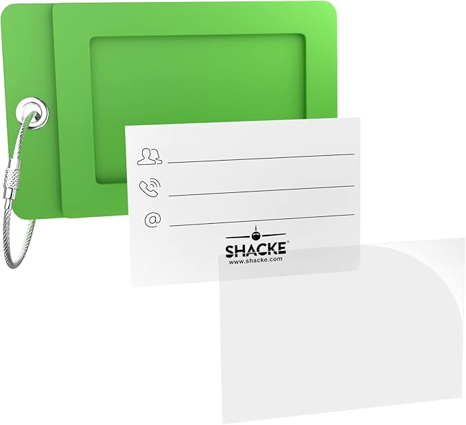 Shacke Luggage Tag Initial – Fully Bendable Tag w/Stainless Steel Loop (Letter W)