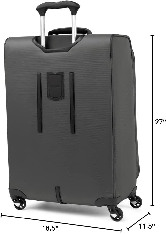 Travelpro Maxlite 5 Softside Expandable Luggage with 4 Spinner Wheels, Lightweight Suitcase, Men and Women, Shadow Grey, Checked-Medium 25-Inch