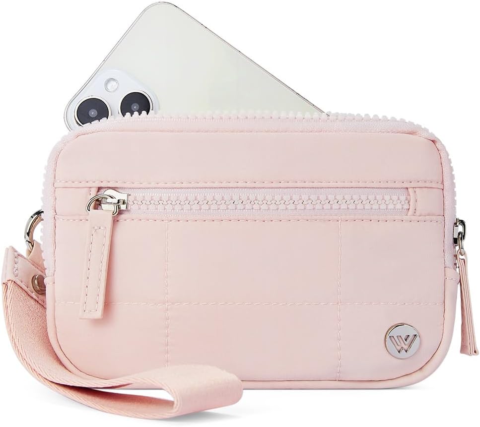 WESTBRONCO Wristlet Wallets for Women – RFID Blocking Quilted Nylon Phone Wallet, Card Holder Purse for Travel & Everyday Use