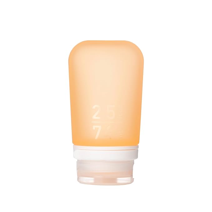 humangear GoToob+ (Medium) | Refillable Silicone Travel Bottle | Locking Lid | Food-Safe Material | Orange, Medium (2.5 fl.oz.; 74ml)