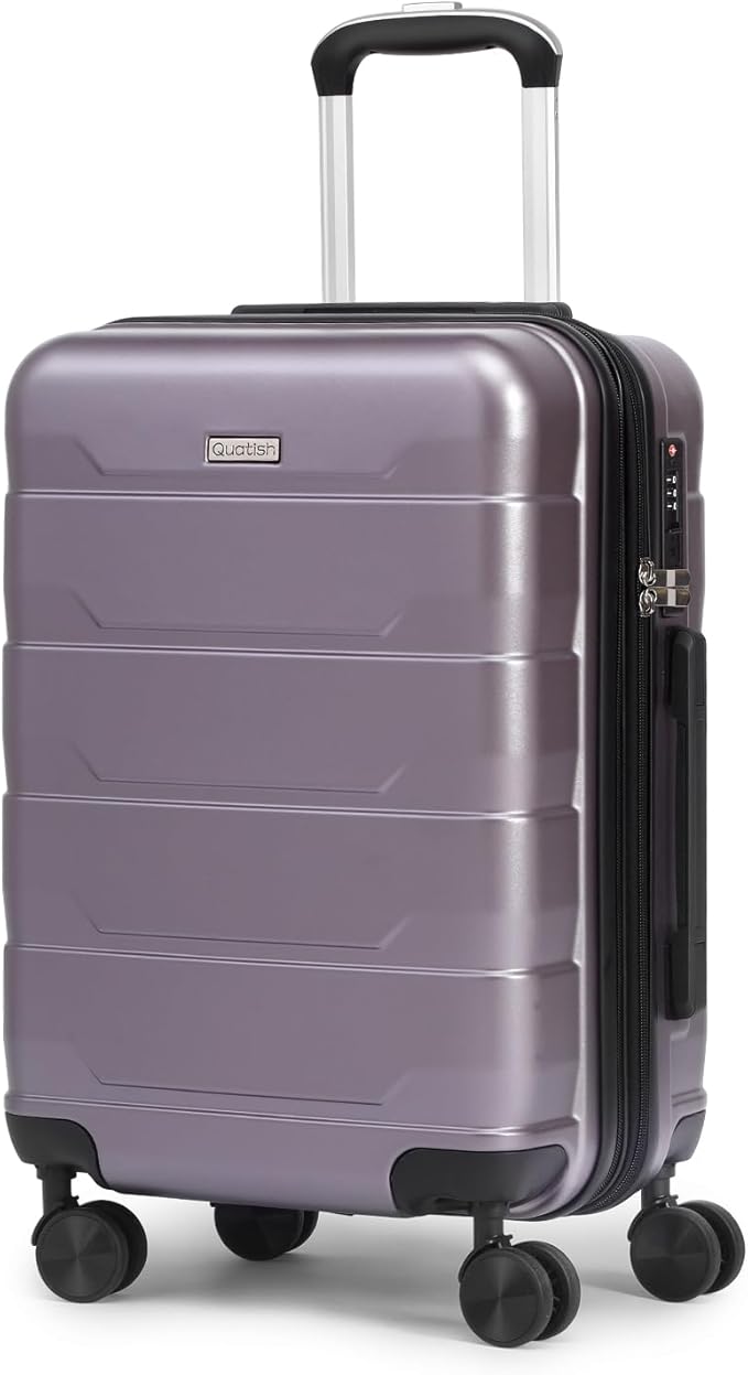 Quatish Checked Luggage 26 inch Large Hard Shell Suitcase with Spinner Wheels, Expandable Durable Luggage with TSA Lock, Smooth Rolling Wheel for Lightweight Travel for Men Women, Rose Purple