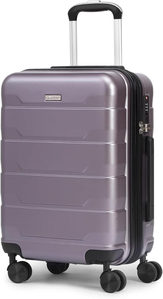 Quatish Carry On Luggage 22x14x9 Airline Approved with Spinner Wheels, 22 inch Expandable Hard Shell Suitcase with TSA Lock, Smooth Rolling Wheel for Lightweight Travel for Men Women, Purple