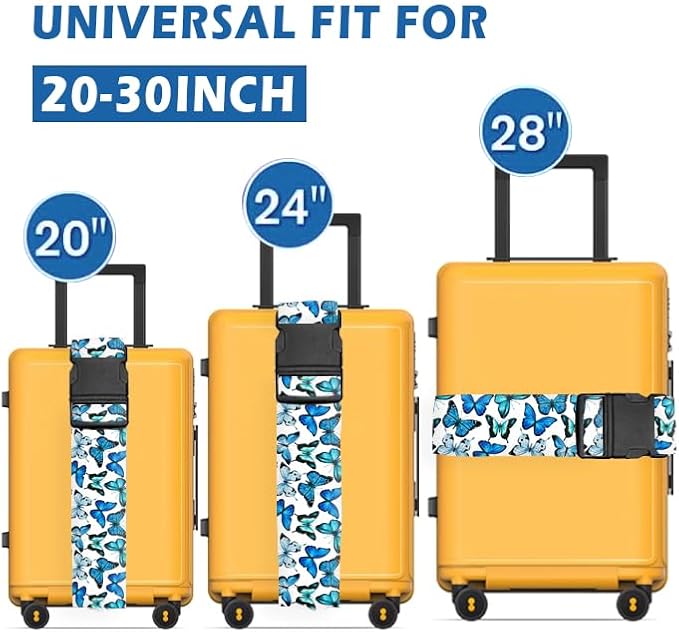Luggage Straps for Suitcases Travel Belt Accessories, Cute Suitcase Strap, Adjustable Luggage Belt Strap, Heavy Duty with Quick-Release Buckle Luggage Strap Cute Butterfly