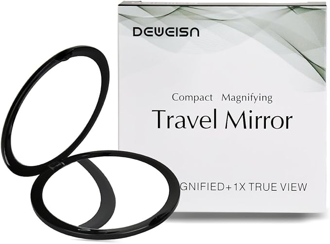 deweisn Magnifying Compact Cosmetic Mirror Elegant Pocket Handheld Makeup Mirror with Powerful 10x Magnification and 1x True View Mirror for Travel or Your Purse