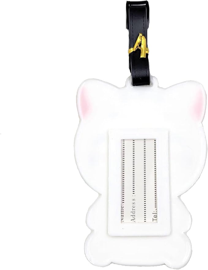Tapp C. Travel Luggage Name Tag - White Cute Cat
