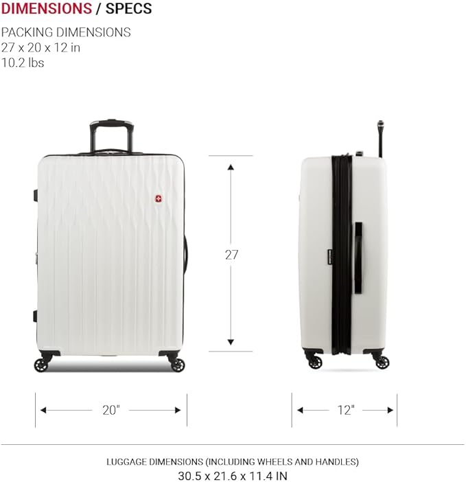 SwissGear 8018 Expandable Luggage, Hard Shell Large Luggage with Spinner Wheels