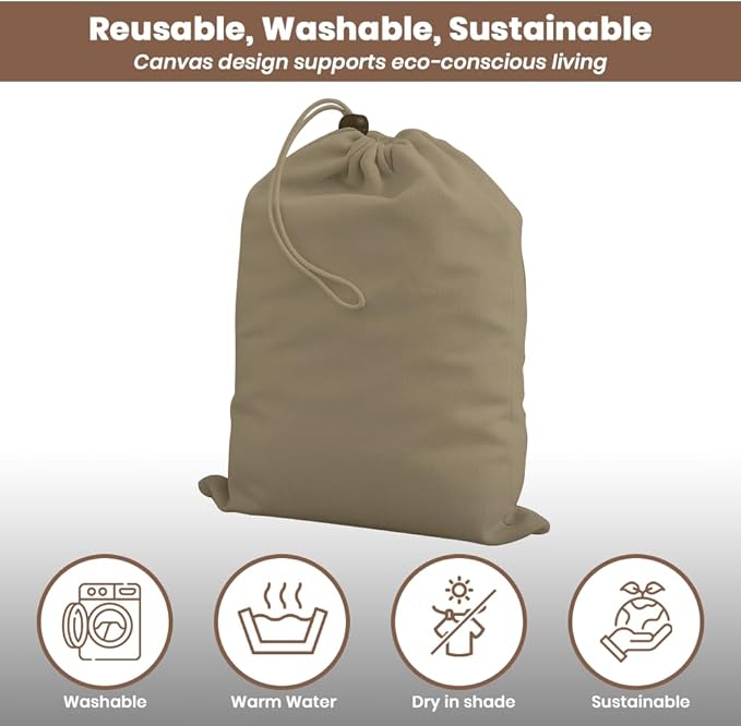LFH Cotton Rich Shoe Storage Bags with Drawstring, Dustproof Breathable Reusable Organizer, Perfect For Travel, Dorm, Hotel, College, Gym, Easy to Carry, Machine Washable 8"x17" (Pack of 2) - Chambray