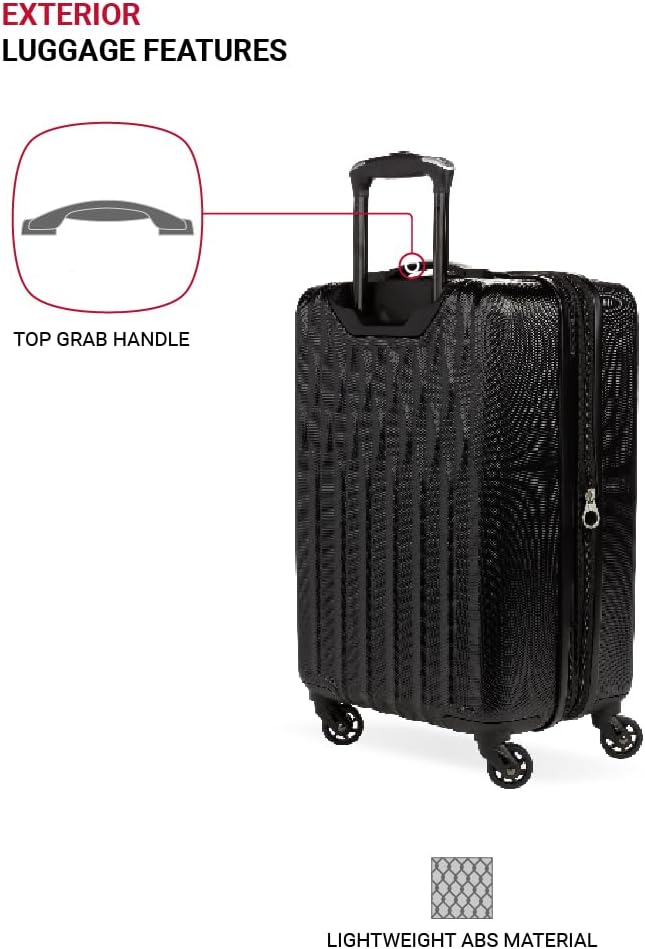 SwissGear 8018 Expandable Luggage Set, 3-Piece Hardside Luggage Set with Spinner Wheels