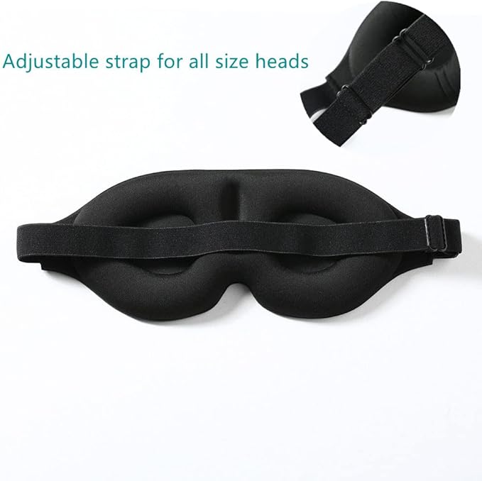 Tim & Tina 3D Sleep Eye Mask Blindfold for Men Women Sleeping Mask Light Blocking Soft Covers for Travel Nap Yoga Adjustable Strap (3D Black)