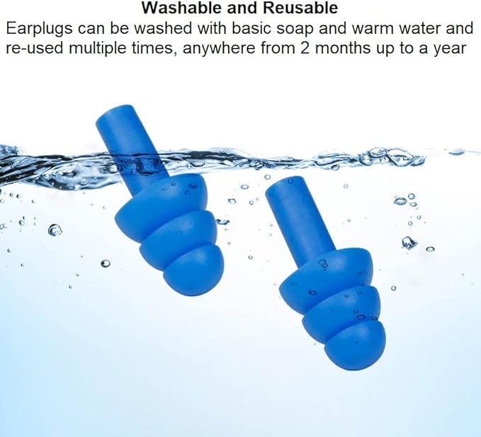 100 Pair Reusable Soft Silicone Ear Plugs Waterproof - Washable Ear Plugs for Swimming Music Concerts Construction Shooting Hunting Motor Sports Hunting Movie Earplugs for Sleeping Noise Cancelling