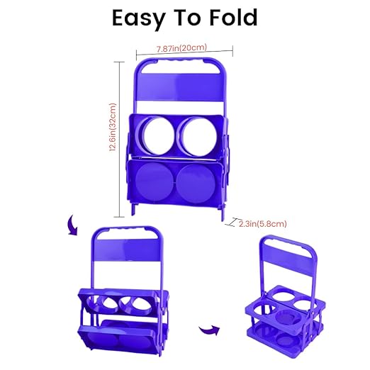 Bodaon 4 Cup Drink Carrier with Handle, Plastic Cup Carriers for Drinks, Drink Holder for Car, Take Out Delivery Drivers Accessories, Portable Foldable Reusable Mobile, Use for Food Delivery Bag