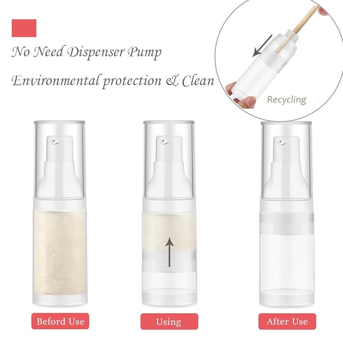 3pcs 20ml Sterile Airless Pump Bottle with Funnel Easy to Carry and Fill Matte Lotion Bottles For Travel