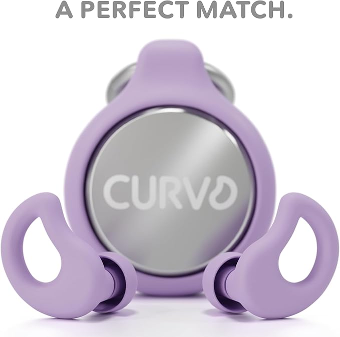 CURVD Everyday Earplugs + Case Clip Bundle, The Perfect earplug for Sleep, Travel, Noise Sensitivity/canceling + Case Clip Package Portable Waterproof Container & Silicone Sleeve for Ear Plugs(Purple)
