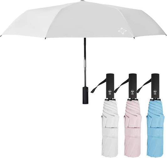 Windproof Travel Umbrella for Rain - 43" Compact Folding Umbrella, Reinforced Strong Frame, Lightweight Portable Parasol with UPF 100+ UV Sun Protection, Cruise Ship Essentials