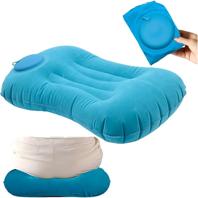OULIGET Portable Lightweight Mini Inflatable Pad,Stadium Booster Seat Bleacher Cushion,Foldable Waterproof Sitting Pad to Raise Height for Outdoor Camping Hiking Beach Office (Blue)