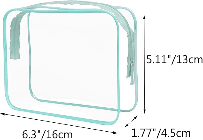 Buminee Clear Travel Bags for Toiletries, Makeup Bags, Cosmetic Bags, 6.3"" x1.77 x5.1 Plastic Toiletry Bag, Clear Pouch, Cosmetic Bag for Women and Men-3 Pack Blue