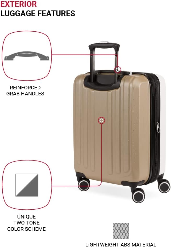 SwissGear Duet Expandable Luggage Set, 3-Piece Hardside Luggage Set with Spinner Wheels