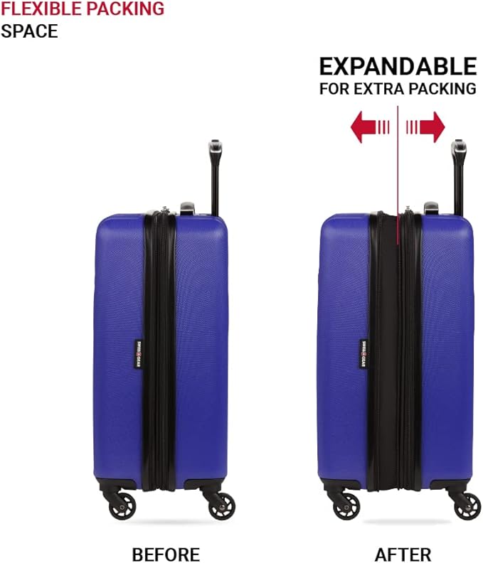 SwissGear 8018 Expandable Luggage, Hard Shell Carry-On Luggage with Spinner Wheels