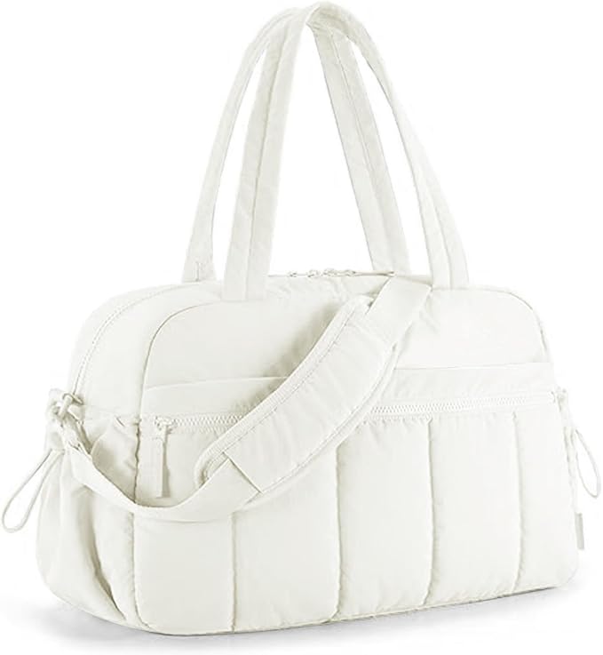 Mini Gym Bag for Women Girls, Crossbody Tote Bag with Wet Pocket, Water Resistant Travel Duffle Bag, Dance Workout Sport Bag, Pink (Beige, M)