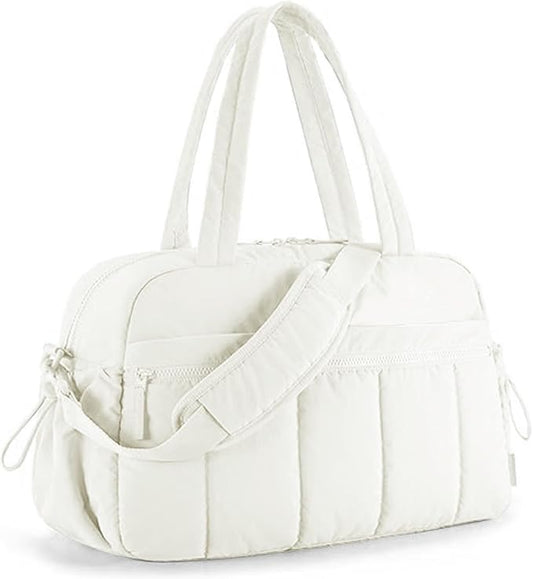Mini Gym Bag for Women Girls, Crossbody Tote Bag with Wet Pocket, Water Resistant Travel Duffle Bag, Dance Workout Sport Bag, Pink (Beige, M)