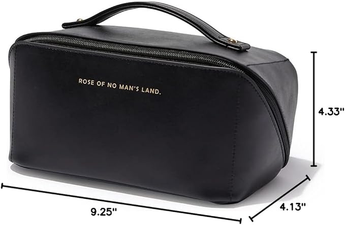EACHY Travel Makeup Bag, Large Capacity Cosmetic Bag for Women, Waterproof PU Leather, Flat Open Portable Toiletry Bag for Skincare, Brushes & Travel Essentials