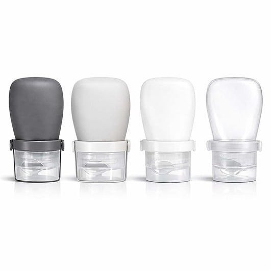 1 oz Travel Bottles, Leakproof Silicone Squeeze Bottle Mini Travel Size Container for Toiletries Lotion Shampoo and Conditioner Liquid Salad Dressing to go Condiment, TSA Approved, 4 Pack