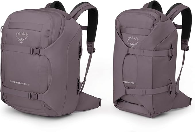 Osprey Sojourn Porter 30L Travel Backpack - Carry-On Compliant Luggage with StraightJacket Compression and Padded Laptop Sleeve - Durable Pack for International or Urban Travel, Graphite Purple